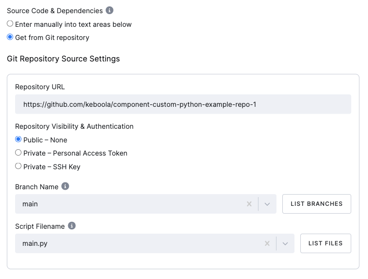 Screenshot - Git Repository Configuration