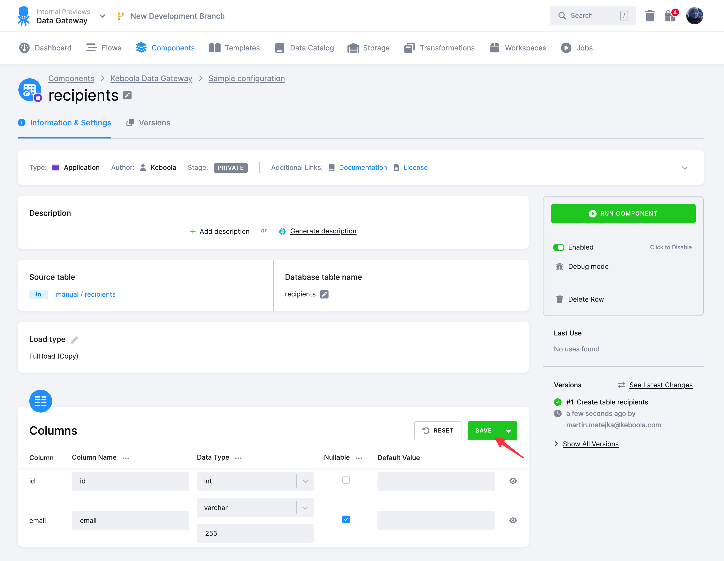 Screenshot - Add Table