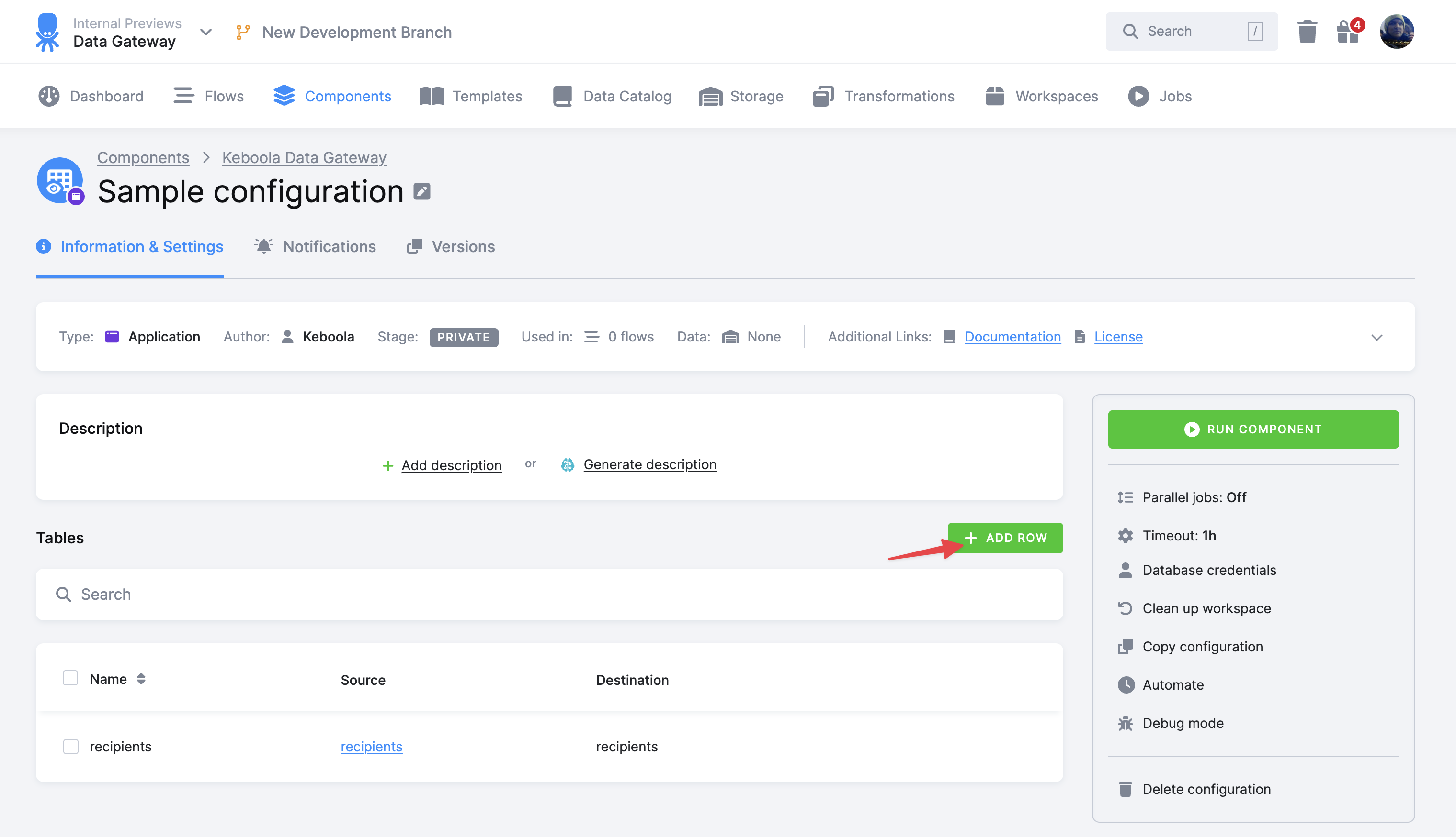Screenshot - Add Table
