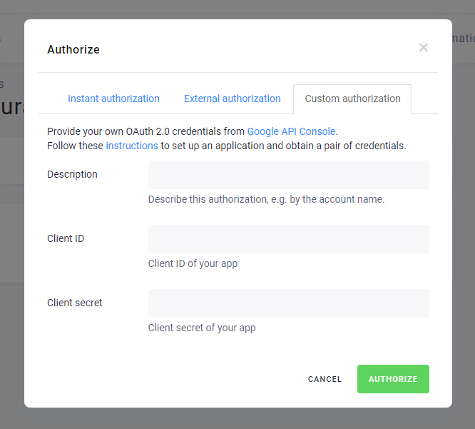 Screenshot - KBC - Custom Authorization