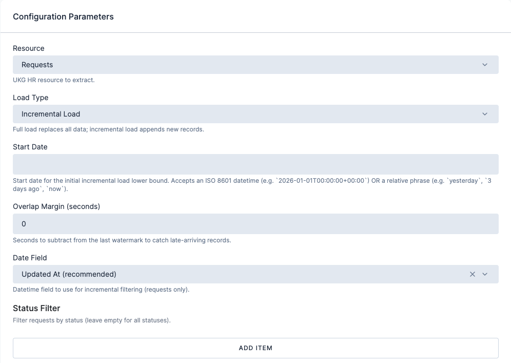 Screenshot - UKG HR row for the requests resource