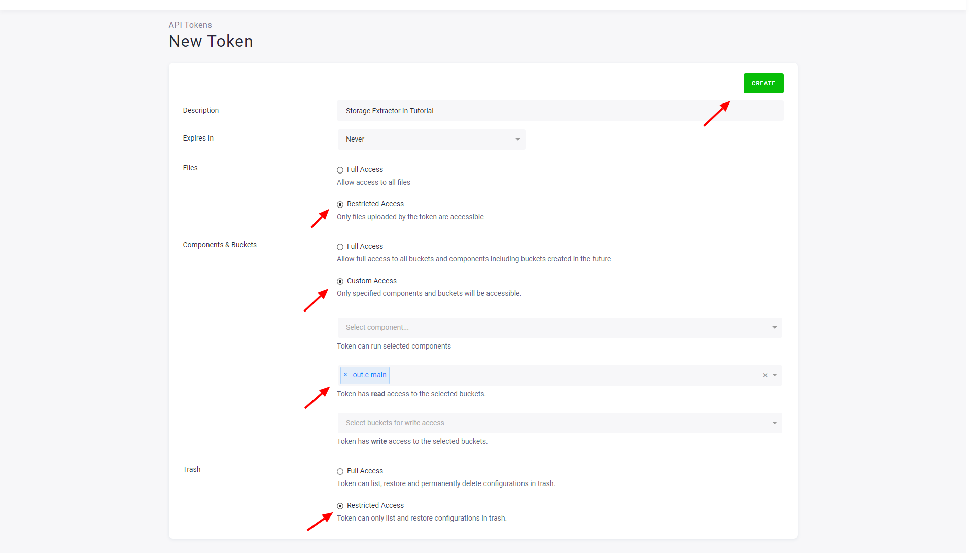 Screenshot - Create API Token