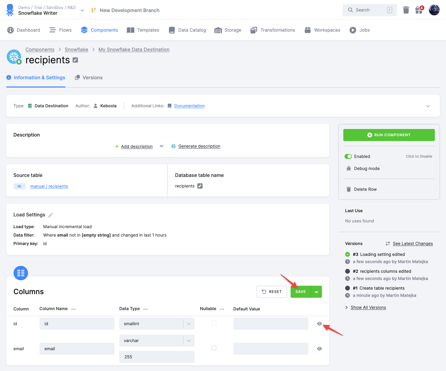 Screenshot - Table Columns