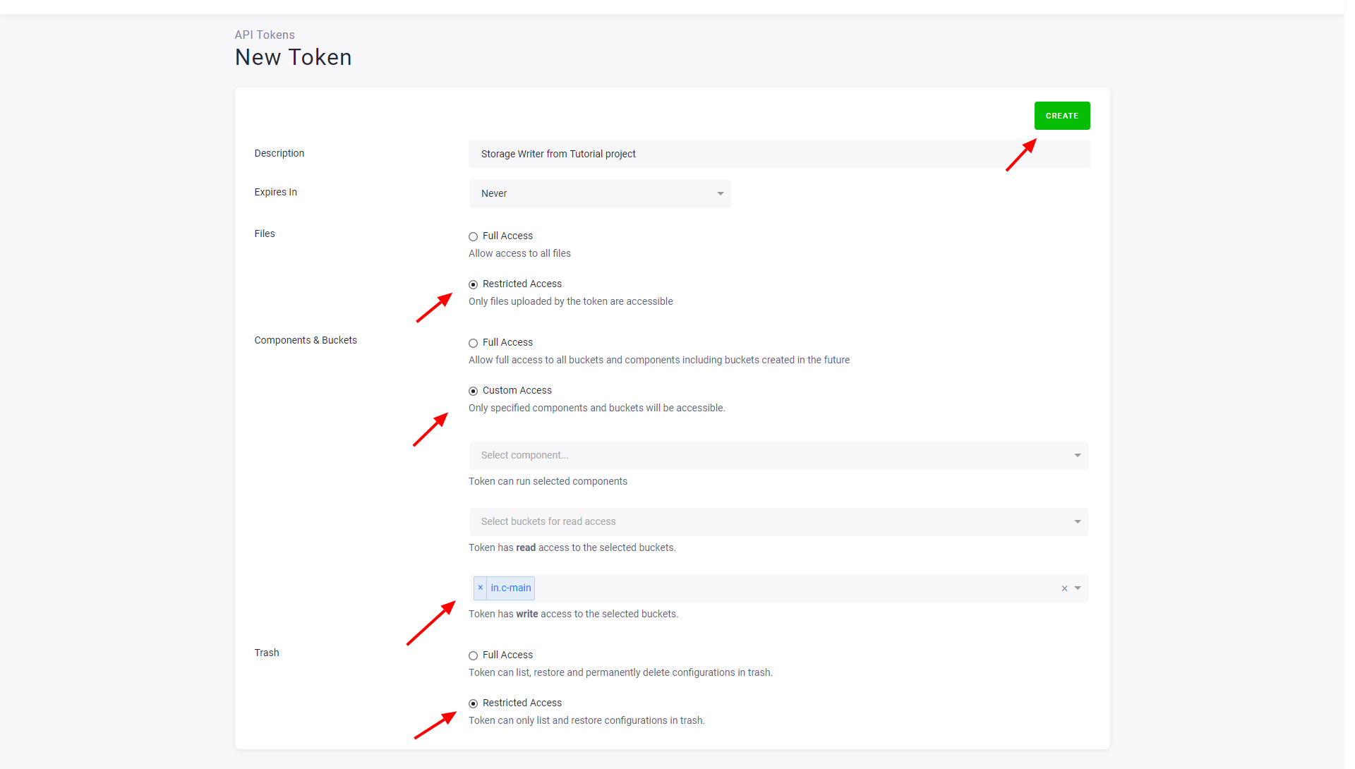 Screenshot - Create API Token