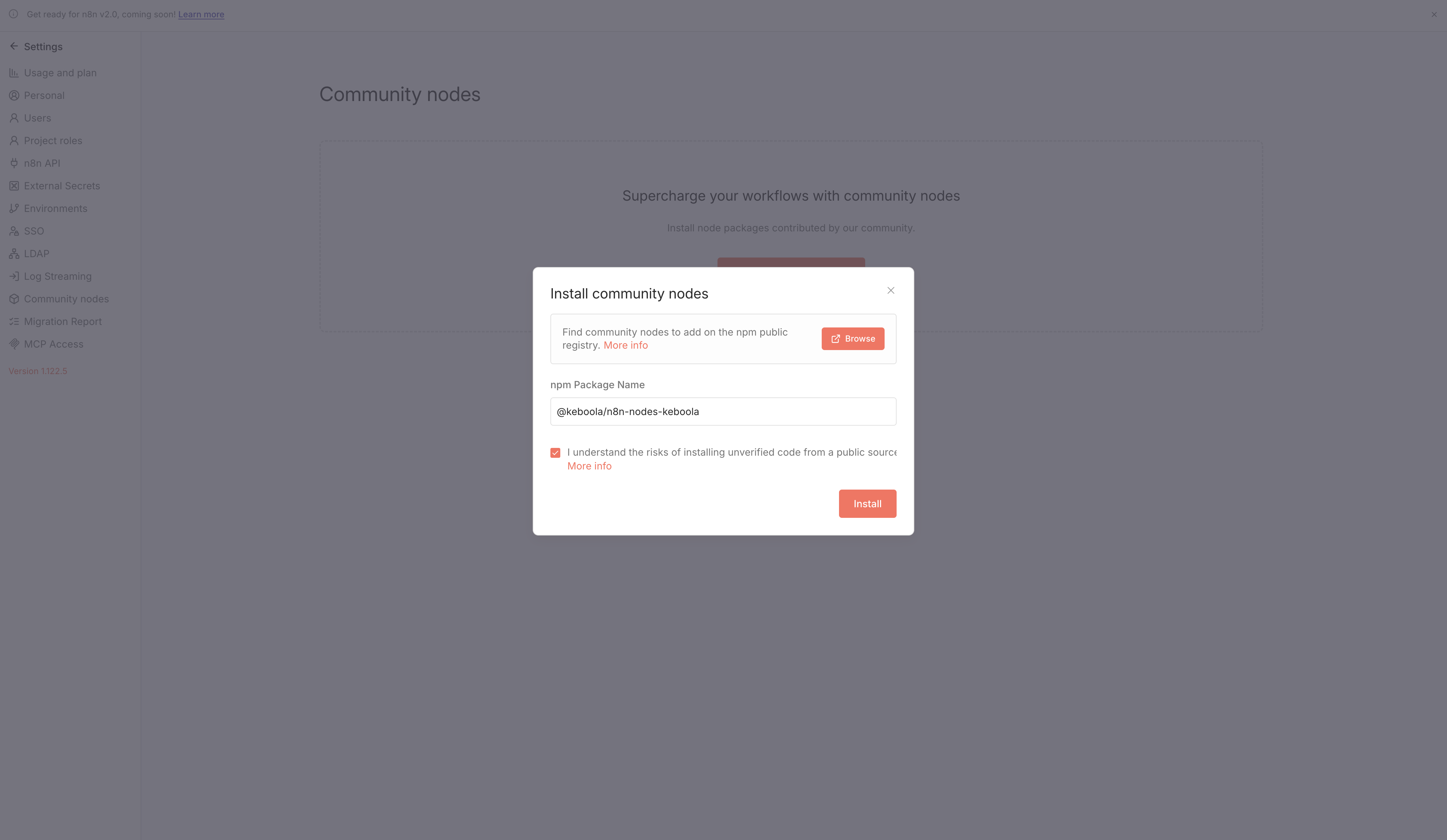 Install Keboola Node for Self-hosted n8n
