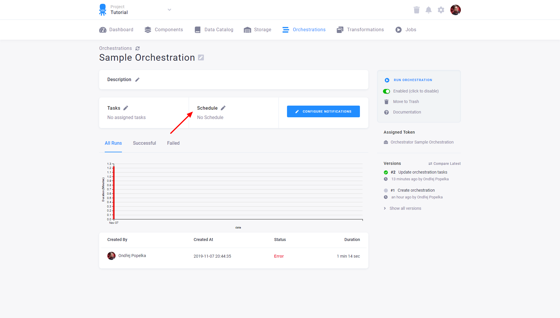 Screenshot - Orchestration Schedule