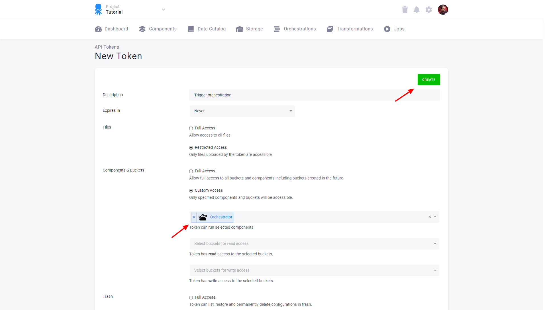 Screenshot - Orchestration Token