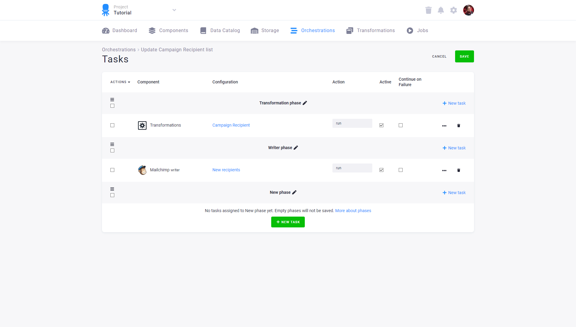 Screenshot - Orchestration Update Campaign Recipient list