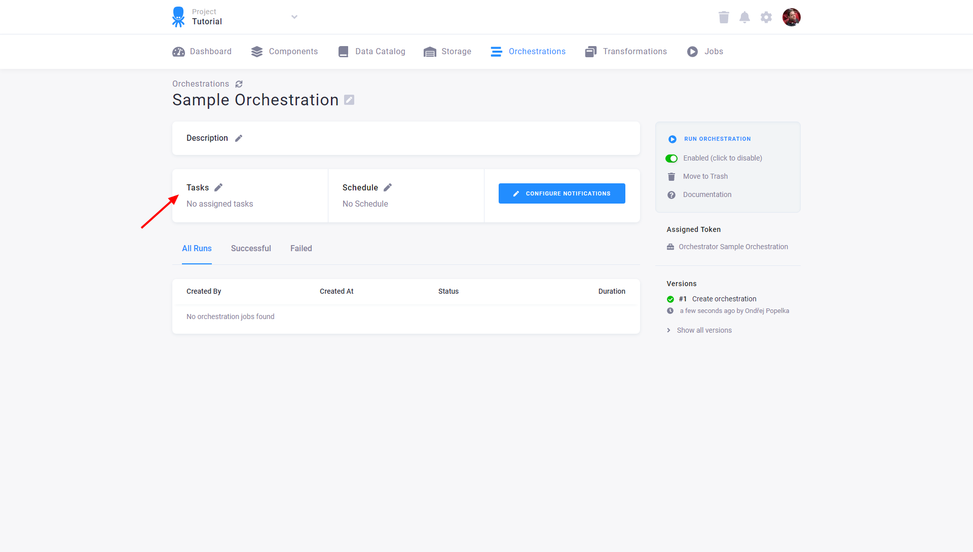 Screenshot - Orchestration Main Page