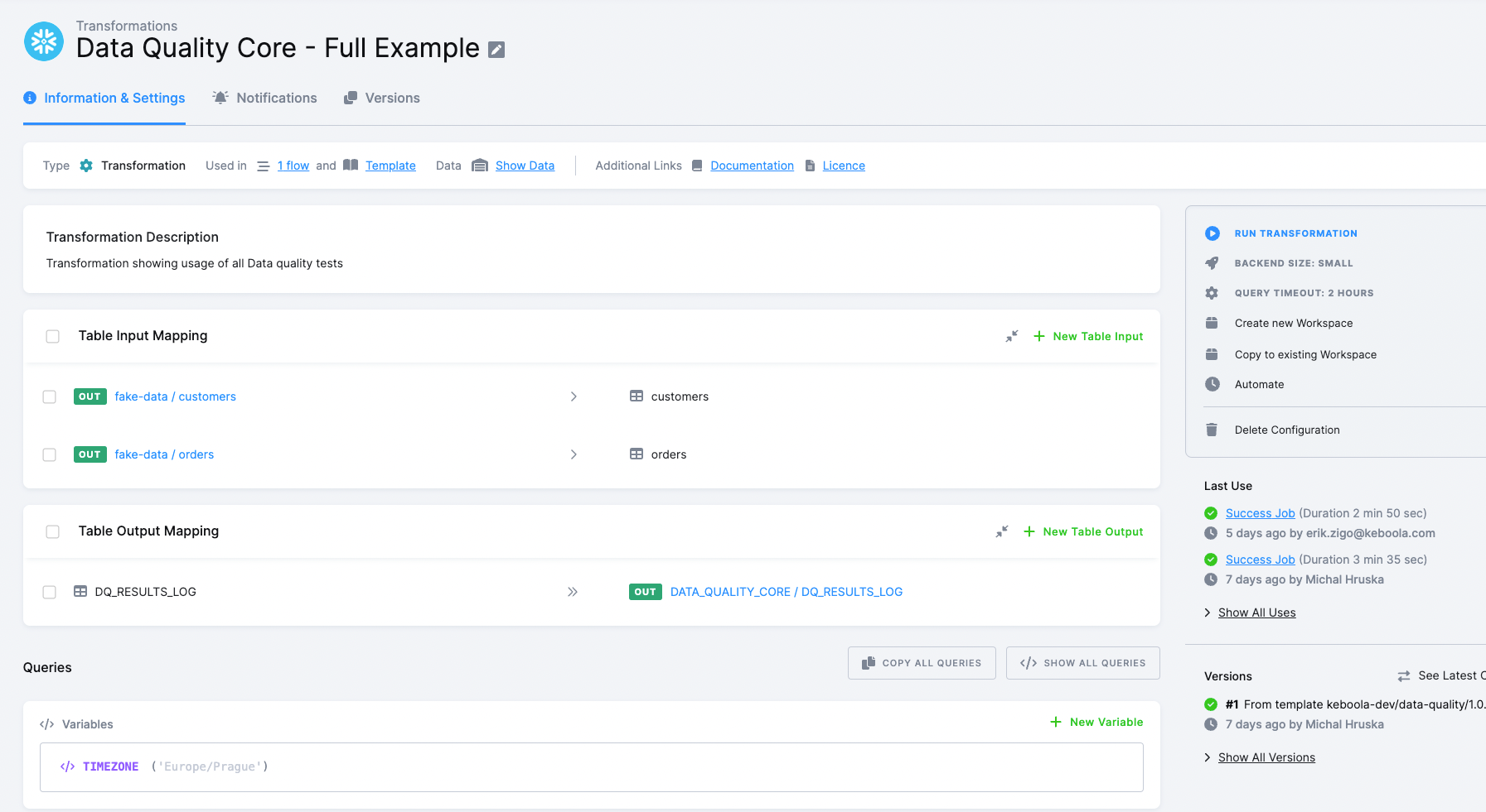 Data Quality Core Full Example