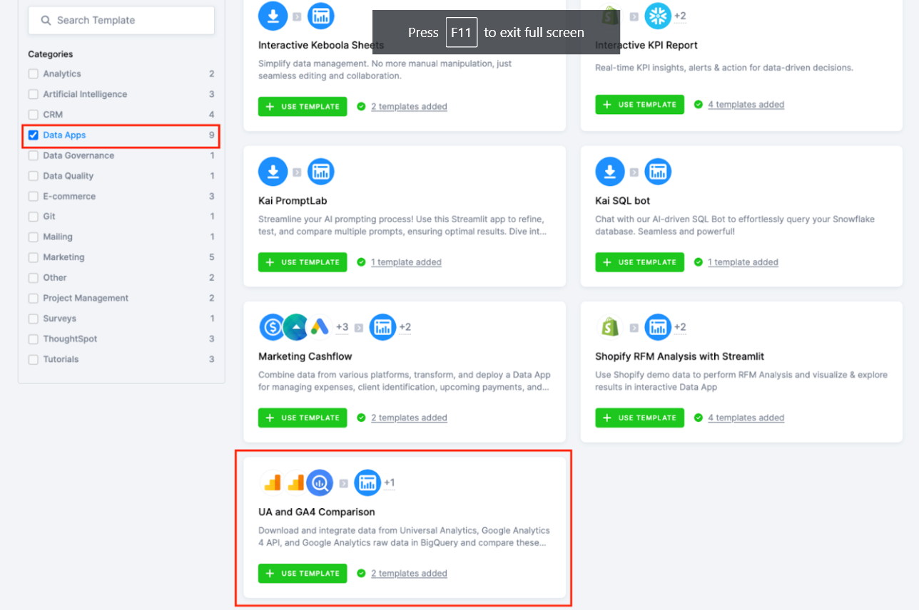 New Template – Data Apps