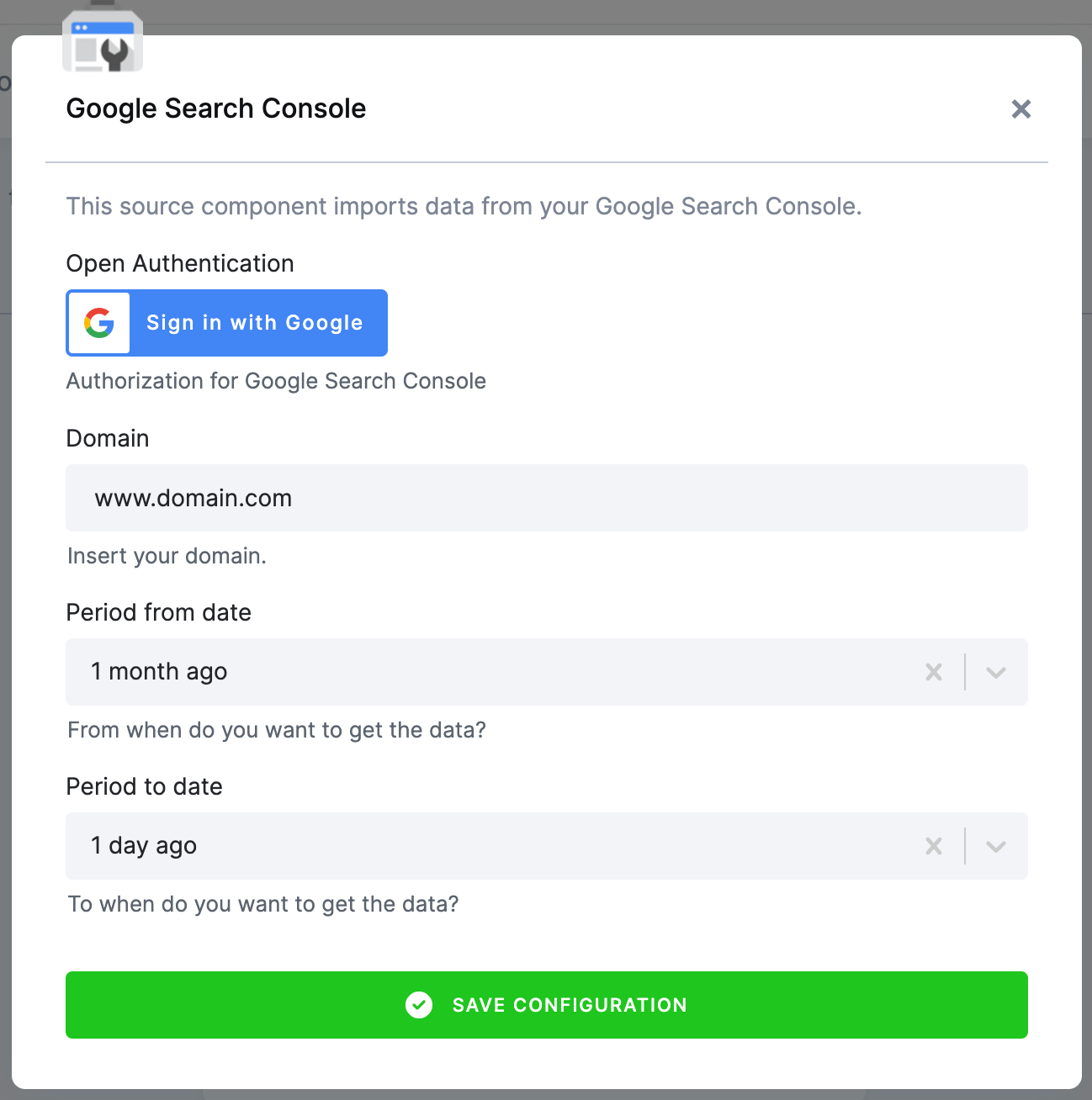 Google  Data Search Console Data Source