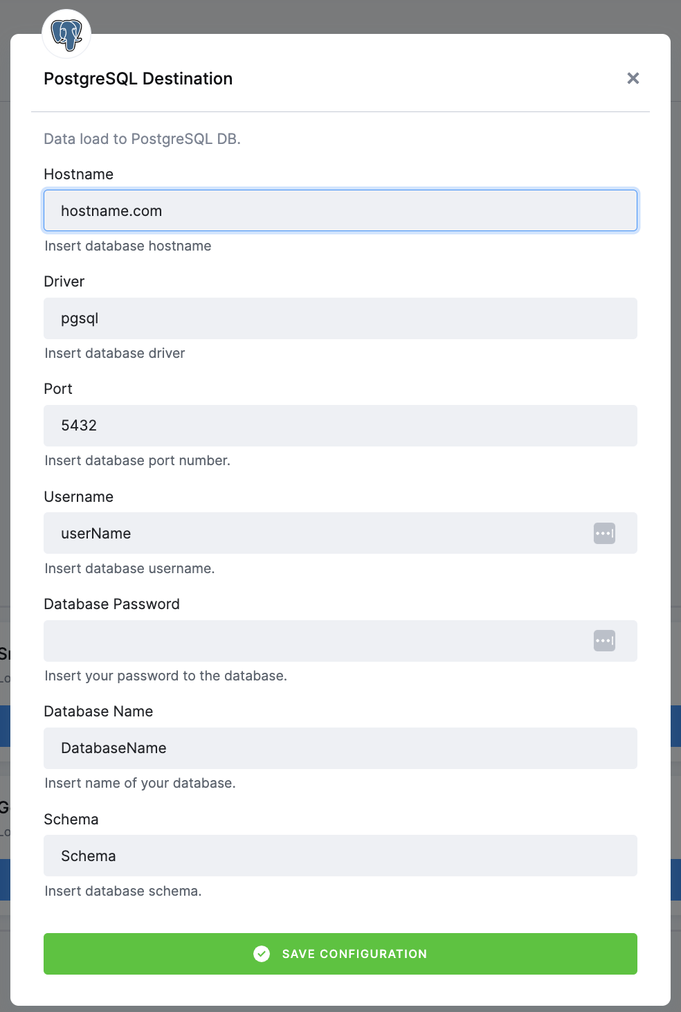 PostgreSQL Destination