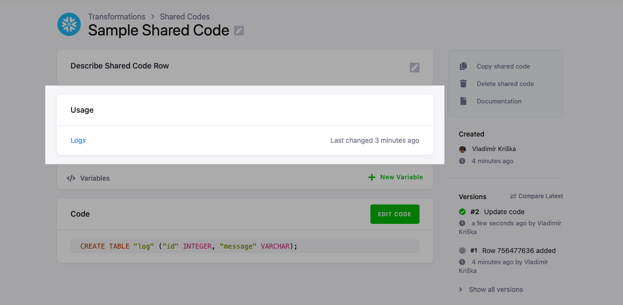 Screenshot - Shared Code List
