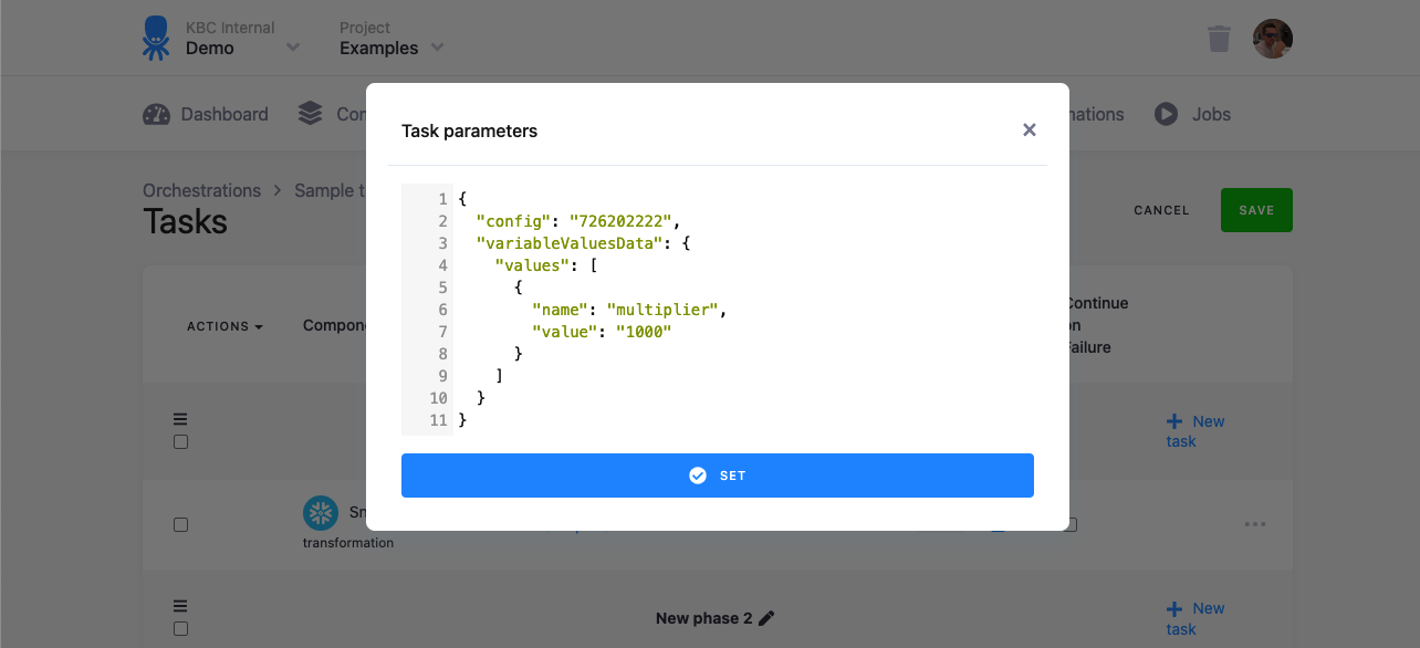 Screenshot - Task Parameters