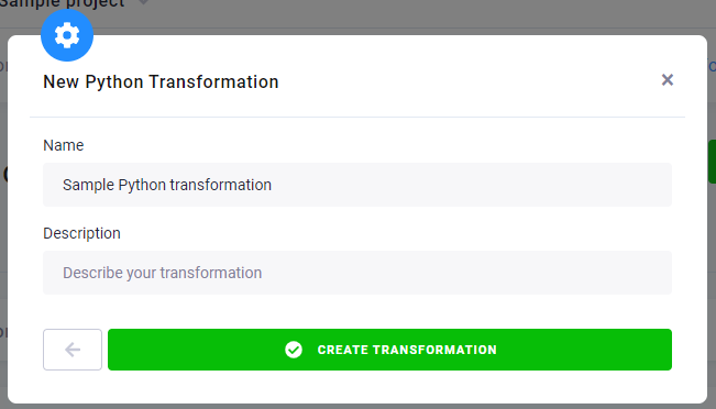 Screenshot - Create Transformation