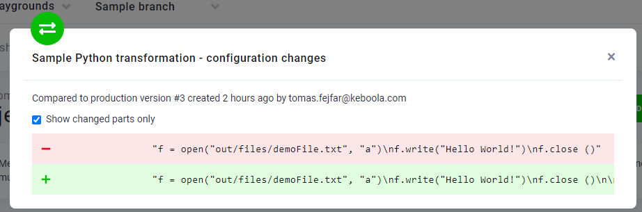 Detailed diff of configuration change