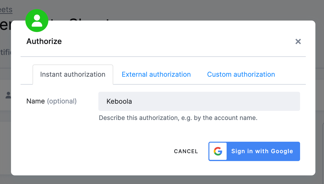 Authorize –Sign in with Google